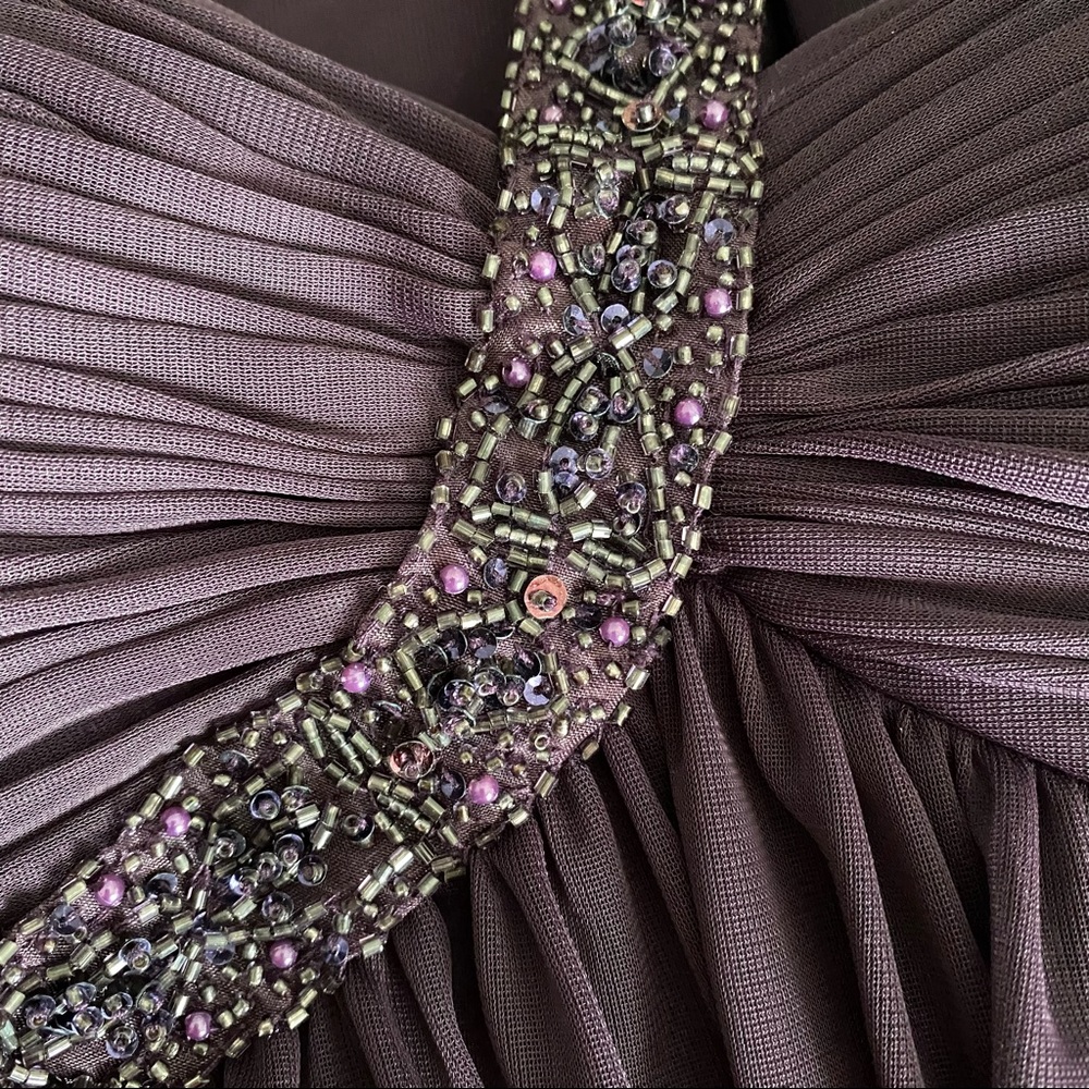 Xscape by Joanna Cher Chiffon A-line Embellished One Shoulder Dress 10 Purple - Picture 2 of 3